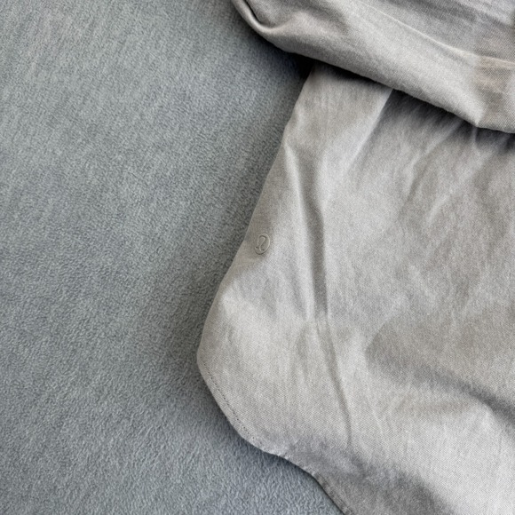 Lululemon Shirt Men XL Gray Stretch Long Sleeve Button Up Preppy Collard STAINED - Picture 11 of 12